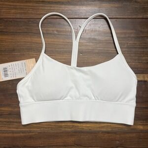 ets Sports Bra White Size 6 NWT  Cup Inserts Racer Back